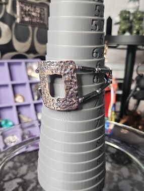 Handcrafted Hammered Silver-Tone Statement Bracelet - Women Accessories